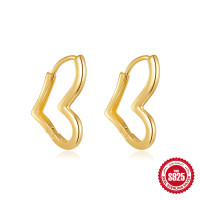 925 Silver Gold-Tone Heart Hoop Earrings
