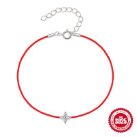 925 Silver Red Thread Minimalist Bracelet
