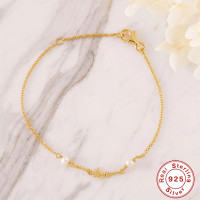 Gold-Plated Star & Pearl Chain Bracelet
