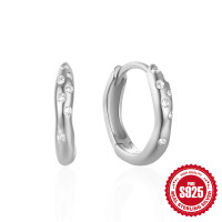 925 Silver Cubic Zirconia Huggie Earrings