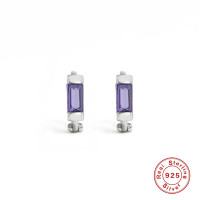 Sterling Silver Stud Earrings with Purple Stone
