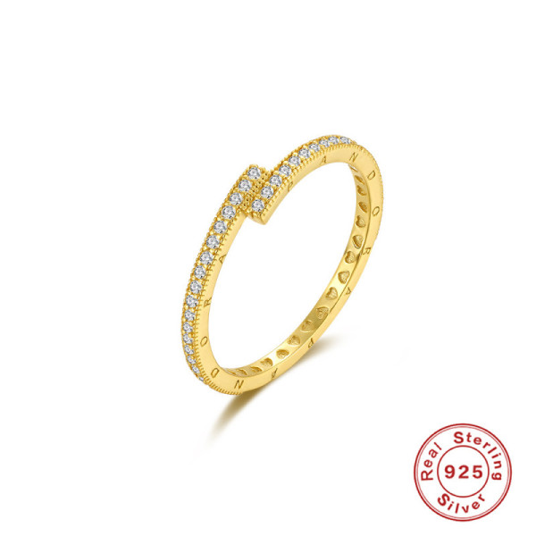 Gold-Finished Pavé Sterling Silver Band