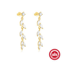 Gold-Tone Leaf Motif Dangle Earrings