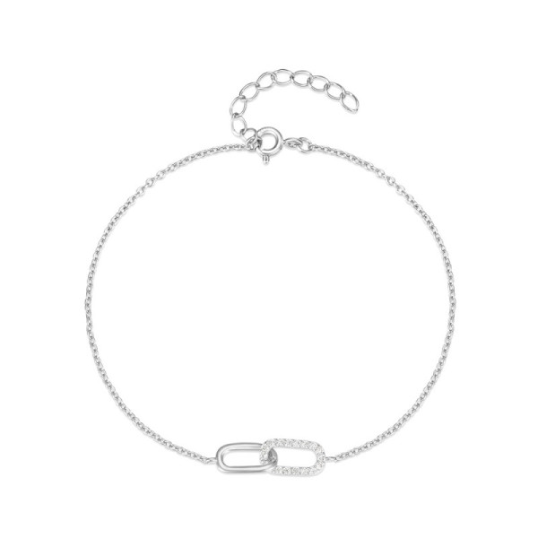 925 Silver Pavé Link Chain Bracelet