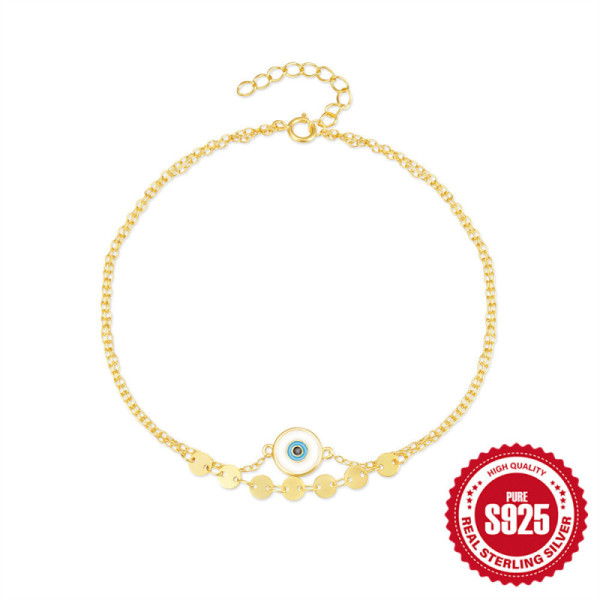 Gold-Plated Evil Eye Charm Bracelet