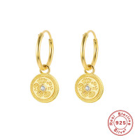Gold-Plated Coin Charm Hoop Earrings