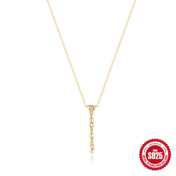 Gold-Plated Minimalist Pearl Pendant Necklace