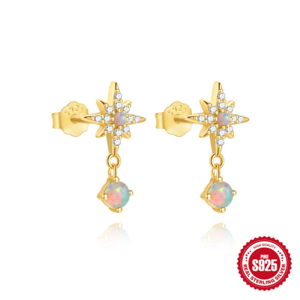 Gold-Tone Celestial Opal Dangle Earrings