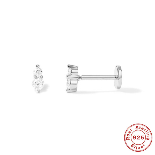 925 Silver Cubic Zirconia Minimalist Stud Earrings