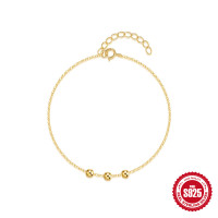 925 Silver Gold-Tone Minimalist Chain Bracelet