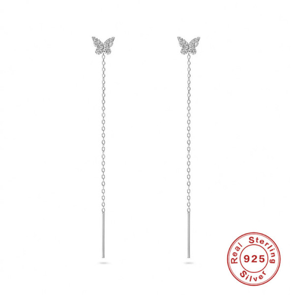 925 Silver Butterfly Dangle Earrings