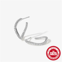 925 Silver Pavé Hoop Earrings