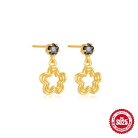 Gold-Tone Floral Dangle Earrings