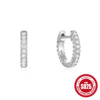 Sterling Silver Pavé Huggie Earrings