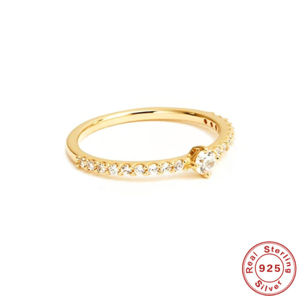 Gold-Plated Cubic Zirconia Solitaire Ring