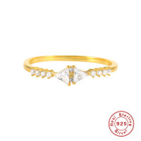 Gold-Plated Geometric CZ Band Ring