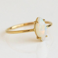 Gold-Plated Opal Minimalist Ring