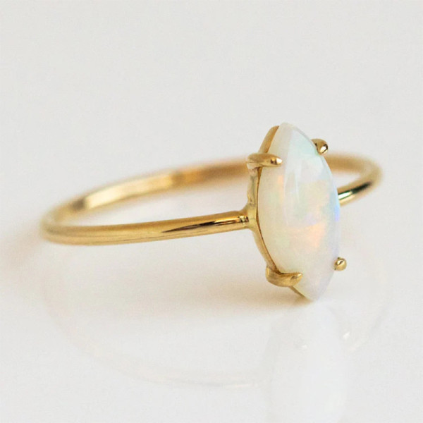 Gold-Plated Opal Minimalist Ring