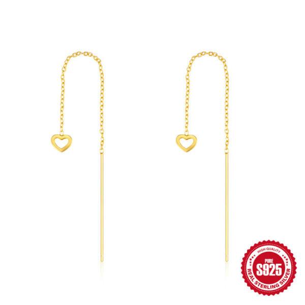 Gold Heart Threader Earrings