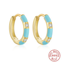 Gold-Tone Enamel Huggie Earrings