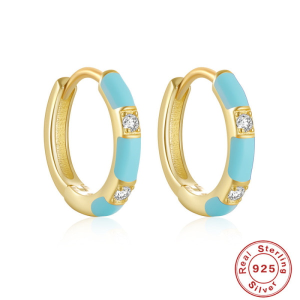 Gold-Tone Enamel Huggie Earrings