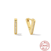 Gold-Plated Pavé Huggie Earrings