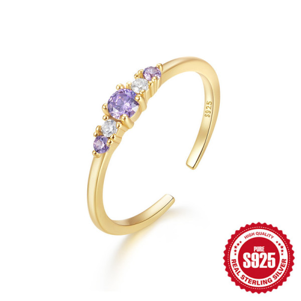 Gold-Tone Amethyst Band Ring
