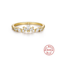 Gold-Plated Floral CZ Band Ring