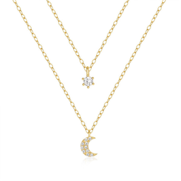 Gold-Tone Layered Moon Necklace