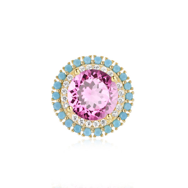 925 Silver Multicolor Halo Stud Earrings