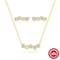 Gold-Plated Heart Motif Layered Necklace Set