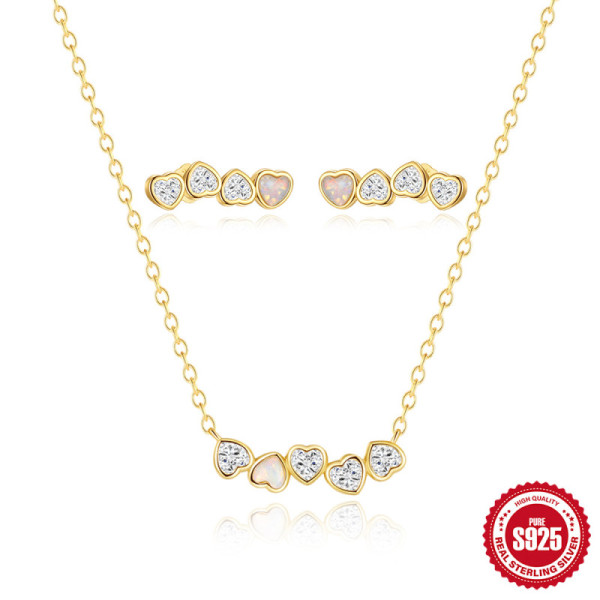 Gold-Plated Heart Motif Layered Necklace Set