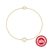 Gold-Plated Pavé Circle Chain Bracelet
