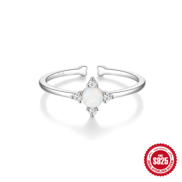 925 Silver Opal Adjustable Ring