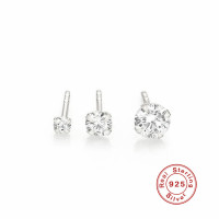 Sterling Silver Cubic Zirconia Stud Earrings Set