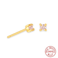 Gold-Tone Pink Cubic Zirconia Stud Earrings