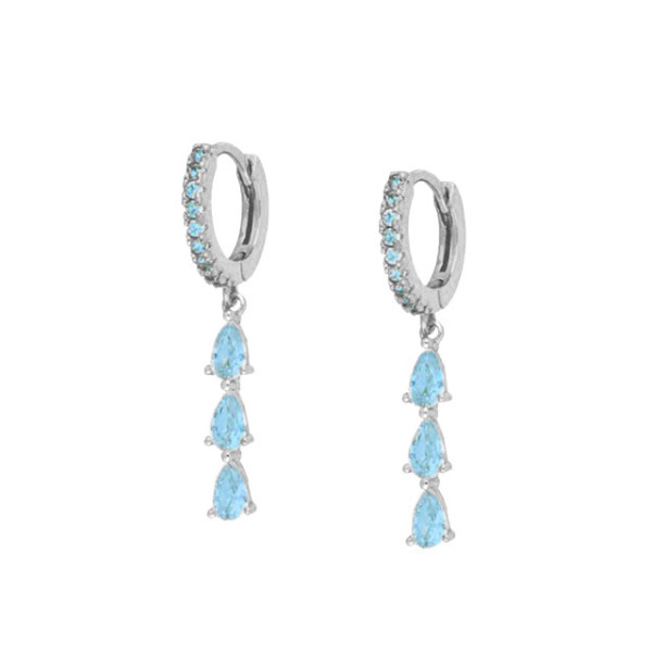 925 Silver Blue Topaz Drop Earrings