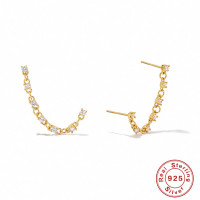 Gold-Plated Cubic Zirconia Climber Earrings