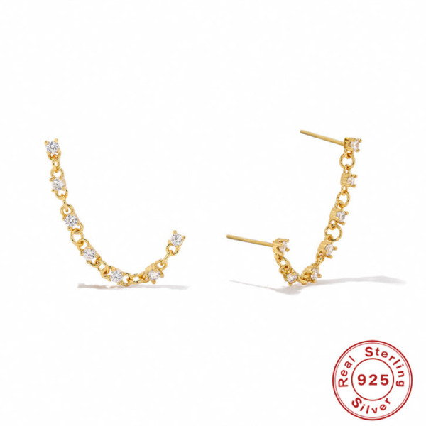 Gold-Plated Cubic Zirconia Climber Earrings