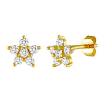 Gold-Tone Star Cubic Zirconia Stud Earrings
