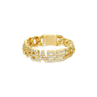 Gold Plated Chain Link 'BABE' Statement Ring