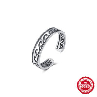 Oxidized Silver Geometric Cuff Ring