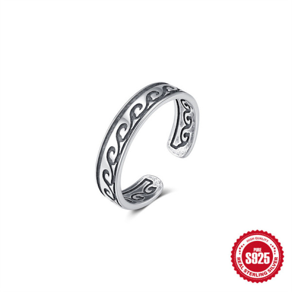 Oxidized Silver Geometric Cuff Ring