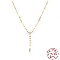 925 Silver Gold-Plated Lariat Necklace