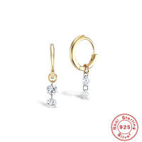 Two-Tone Cubic Zirconia Huggie Earrings