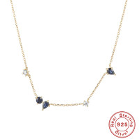 925 Silver Gold-Finish Station Necklace