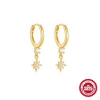 Gold-Plated Star Charm Hoop Earrings