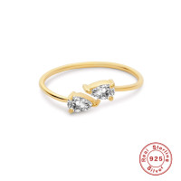 Gold-Tone Cubic Zirconia Band Ring