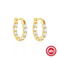 Gold-Plated Crystal Small Hoop Earrings