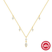 Gold-Plated Cubic Zirconia Station Necklace